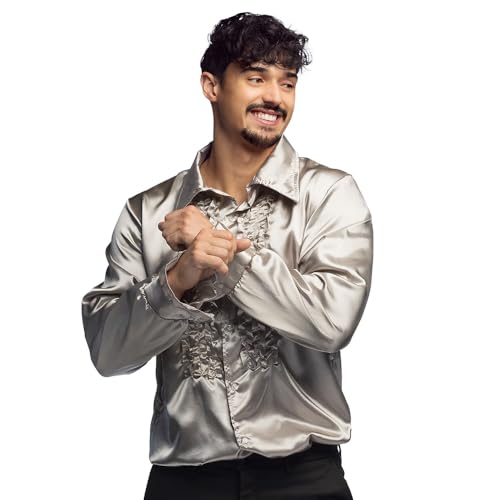 Boland- Disco Hemd mit Rüschen, Silber, für Herren, Kostüm, Party Shirt, Schlagermove, 70er Jahre, Mottoparty, Karneval Boland- Disco Hemd mit Rüschen, Silber, für Herren, Kostüm, Party Shirt, Schlagermove, 70er Jahre, Mottoparty, Karneval von Boland