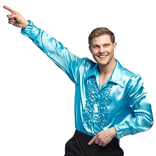 Boland - Disco Hemd mit Rüschen, Türkis, für Herren, Kostüm, Party Shirt, Schlagermove, 70er Jahre, Mottoparty, Karneval Boland - Disco Hemd mit Rüschen, Türkis, für Herren, Kostüm, Party Shirt, Schlagermove, 70er Jahre, Mottoparty, Karneval von Boland