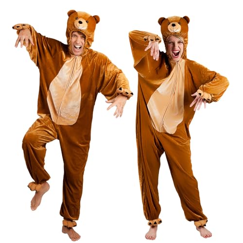 Boland - Erwachsenen-Kostüm Bär, verschiedene Größen, Kapuzen-Overall aus Plüsch, Tiermotiv, Reisverschluss vorne, Teddy, Braunbär, Karneval, Fasching, Mottoparty Boland - Erwachsenen-Kostüm Bär, verschiedene Größen, Kapuzen-Overall aus Plüsch, Tiermotiv, Reisverschluss vorne, Teddy, Braunbär, Karneval, Fasching, Mottoparty von Boland