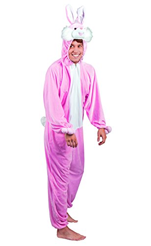Boland - Erwachsenen-Kostüm Hase, Kapuzen-Overall aus Plüsch, Tiermotiv, Reisverschluss vorne, Kaninchen, Häschen, Bunny, Karneval, Fasching, Mottoparty von Boland