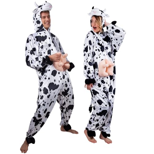 Boland - Kostüm für Erwachsene Kuh, Kapuzen-Overall aus Plüsch, Tiermotiv, Reisverschluss vorne, Bauernhof, Bauer, Karneval, Fasching, Mottoparty Boland - Kostüm für Erwachsene Kuh, Kapuzen-Overall aus Plüsch, Tiermotiv, Reisverschluss vorne, Bauernhof, Bauer, Karneval, Fasching, Mottoparty von Boland