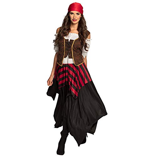 Boland - Erwachsenen-Kostüm Piratin Tornado, Kleid, Korsett, Kopftuch, für Damen, Seeräuber, Freibeuter, Kostüm, Karneval, Mottoparty von Boland
