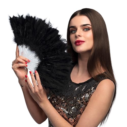Boland - Fächer mit Federn, 23 cm, ideal für 20er Jahre Kostüme oder eine Charleston Mottoparty, Accessoire für Karneval Boland - Fächer mit Federn, 23 cm, ideal für 20er Jahre Kostüme oder eine Charleston Mottoparty, Accessoire für Karneval von Boland