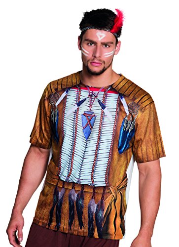 Boland - Fotorealistisches Shirt Indianer, Kurzarm-Shirt, T-Shirt mit Motiv-Druck, Häuptling, Kostüm, Karneval, Mottoparty von Boland
