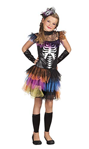 Boland - Kinder-Kostüm Skelett-Prinzessin, verschiedene Größen, Kleid, Arm- und Beinstulpen und Haarschmuck, Karneval, Mottoparty, Halloween von Boland