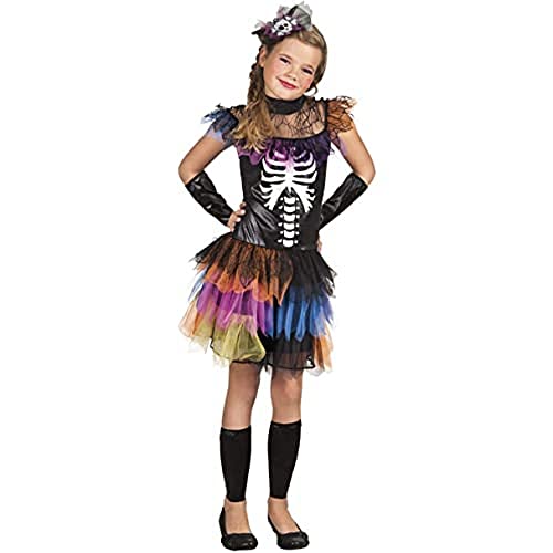 Boland - Kinder-Kostüm Skelett-Prinzessin, verschiedene Größen, Kleid, Arm- und Beinstulpen und Haarschmuck, Karneval, Mottoparty, Halloween von Boland