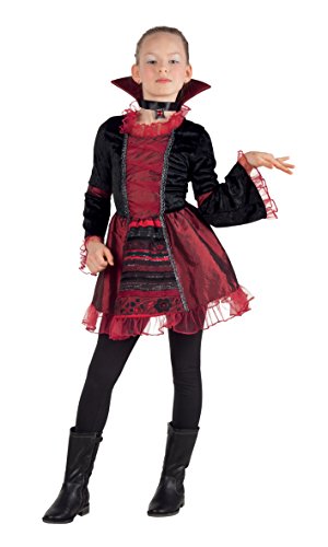 Boland - Kinder-Kostüm Vampir Kaiserin, Kleid mit Kragen und Halskette, Rot-Schwarz, verschiedene Größen, Karneval, Mottoparty, Halloween von Boland
