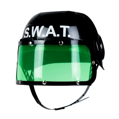Boland - Kinderhelm Police, Visirhelm Polizist, Kinnriemen, grünes Visir hochklappbar, Kostüm, Karneval, Mottoparty, Schwarz Boland - Kinderhelm Police, Visirhelm Polizist, Kinnriemen, grünes Visir hochklappbar, Kostüm, Karneval, Mottoparty, Schwarz von Boland