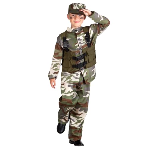 Boland - Kinderkostüm Soldat, Soldaten Kostüm für Mädchen und Jungs, Militär Kostüm, Camouflage, Faschingskostüme Kinder von Boland