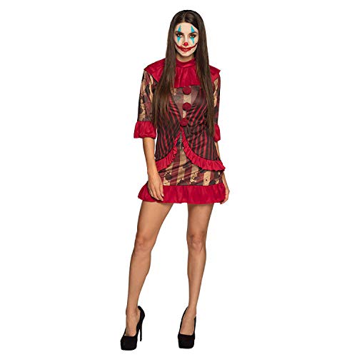 Boland - Kostüm Mitternachts-Clownette, verschiedene Größen, Kleid mit Kragen, Damen, Horror, Clown, Psycho, Halloween, Karneval, Mottoparty von Boland