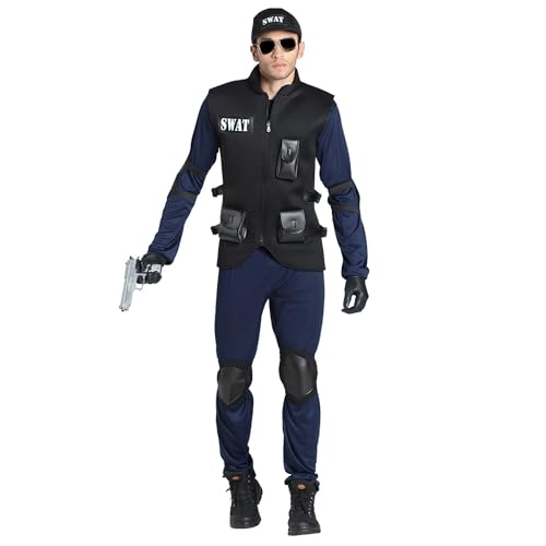 Boland - Kostüm SWAT Agent für Herren, 8-teilig, Faschingskostüm für Mottoparty, Halloween oder Karneval, Polizei Boland - Kostüm SWAT Agent für Herren, 8-teilig, Faschingskostüm für Mottoparty, Halloween oder Karneval, Polizei von Boland