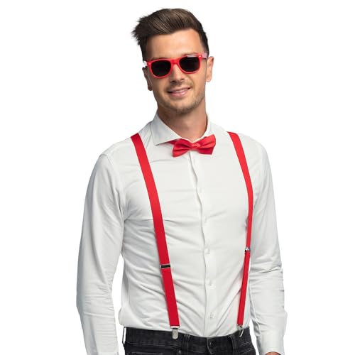 Boland - Kostümset 3-teilig, Zubehör Set mit Hosenträger, Brille und Fliege, für Festival, JGA, Karneval und Mottoparty Boland - Kostümset 3-teilig, Zubehör Set mit Hosenträger, Brille und Fliege, für Festival, JGA, Karneval und Mottoparty von Boland