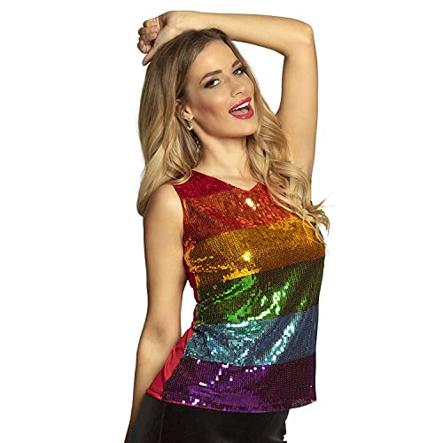 Boland - Pailletten-Top Regenbogen, für Damen, Glitzertop, Disco Queen, Party Outfit, Kostüm, Mottoparty, Karneval von Boland