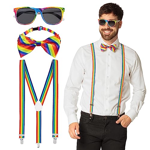 Boland - Party Accessoires im Set, 3-teilig, Brille, Fliege und Hosenträger, glänzende Pailletten, Kostüm-Zubehör, Karneval, Silvester, Mottoparty Boland - Party Accessoires im Set, 3-teilig, Brille, Fliege und Hosenträger, glänzende Pailletten, Kostüm-Zubehör, Karneval, Silvester, Mottoparty von Boland