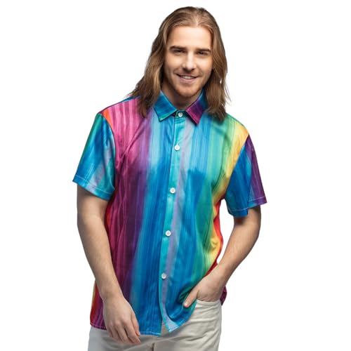 Boland - Regenbogen Hemd Relaxed für Herren, Kurzarm Shirt, Oberteil für Karneval, Mottoparty und Pride Festival Boland - Regenbogen Hemd Relaxed für Herren, Kurzarm Shirt, Oberteil für Karneval, Mottoparty und Pride Festival von Boland