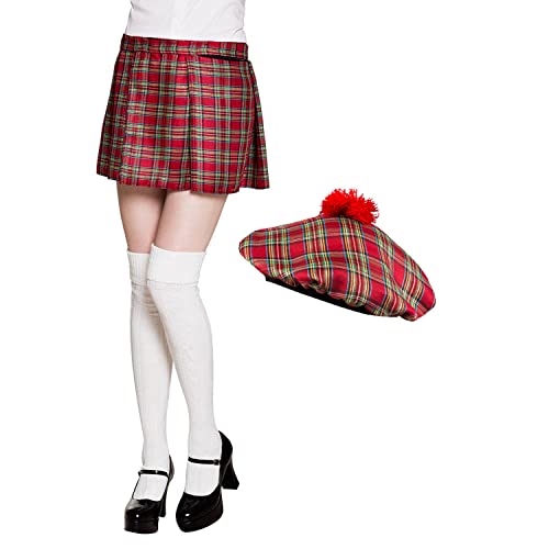 Boland - Schotten Set für Damen, kariert, Kilt und Barrett, Mini-Rock, Mütze, Schottin, Lady, Schottland, St. Patricks Day, Kostüm, Karneval, Mottoparty, Rot Boland - Schotten Set für Damen, kariert, Kilt und Barrett, Mini-Rock, Mütze, Schottin, Lady, Schottland, St. Patricks Day, Kostüm, Karneval, Mottoparty, Rot von Boland