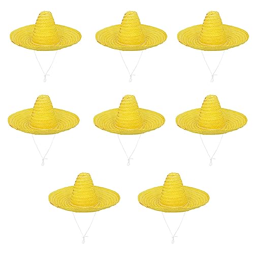 Boland - Sombrero Puebla, 8 Stück im Set, Durchmesser 49 cm, Mexikaner Kostüm, Sonnenhut, Zubehör für Faschingskostüme von Boland