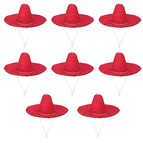 Boland - Sombrero Puebla, 8 Stück im Set, Durchmesser 49 cm, Mexikaner Kostüm, Sonnenhut, Zubehör für Faschingskostüme, Rot von Boland