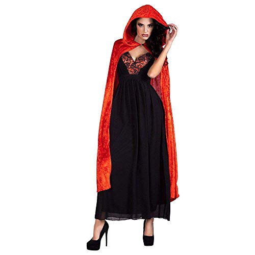 Boland - Umhang Dawn, Rot/Schwarz, in Samt-Optik, für Erwachsene, Überwurf, Cape, Kostüm, Karneval, Mottoparty, Halloween von Boland