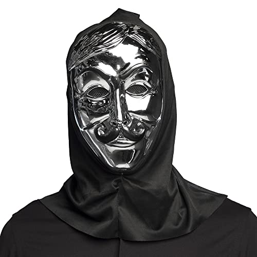Boland - Verspiegelte Maske mit Kapuze, Horrormaske für Karneval, Accessoire für Faschingskostüme, Halloween Maske, Silber Boland - Verspiegelte Maske mit Kapuze, Horrormaske für Karneval, Accessoire für Faschingskostüme, Halloween Maske, Silber von Boland