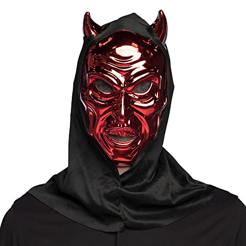 Boland - Verspiegelte Maske mit Kapuze, Horrormaske für Karneval, Accessoire für Faschingskostüme, Halloween Maske, Rot Boland - Verspiegelte Maske mit Kapuze, Horrormaske für Karneval, Accessoire für Faschingskostüme, Halloween Maske, Rot von Boland
