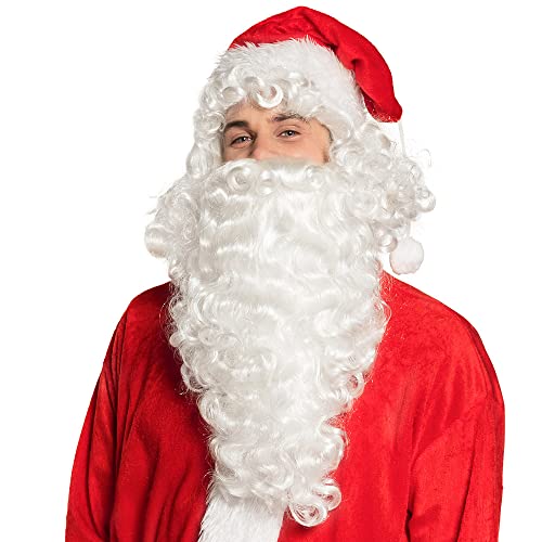 Boland 13435 - Perücke Weihnachtsmann mit Bart, weißes geweltes Haar, langer Bart und viel Volumen von Boland