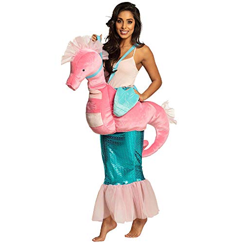 Boland - Kostüm Auf einem Seepferdchen, Einheitsgröße für Erwachsene, Unisex, Kostüm mit Plüsch, Schwanzflosse, Reiter, Hose mit Tier, Karneval, Fasching, Mottoparty von Boland