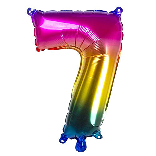 Boland - Folienballon Zahl, Größe 36 cm, Regenbogenfarben, Zahlenballon, Nummer, Ballon, Helium, Geburtstag, Jubiläum, Jubiläumsjahr, Lebensjahr, Überraschungsparty, Dekoration von Boland