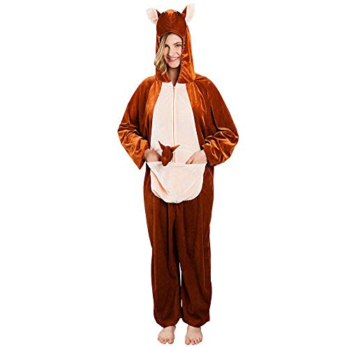 Boland - Erwachsenenkostüm Känguru Plüsch, Kapuzen-Overall, Tiermotiv, Reisverschluss vorne, Taschen, Safari, Kostüm, Karneval, Fasching, Mottoparty von Boland