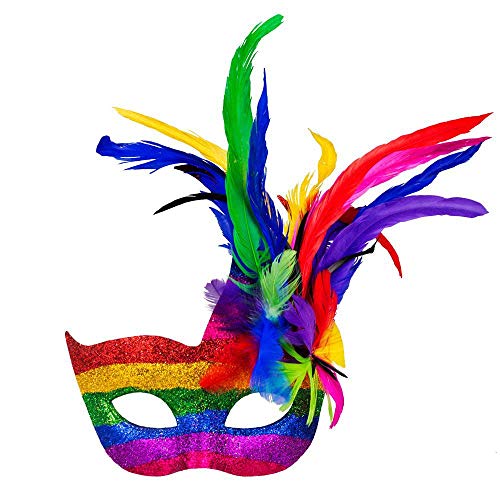 Boland Venezianische Augenmaske, Accessoire, Kostüm, Karneval, Mottoparty, Halloween, Maskenball, Regenbogen/Multicolored von Boland
