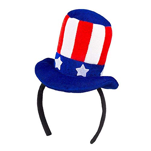 Boland 00240 - Haarreif Aunt Sam, Tiara mit Mini-Hut, USA, Stars and Stripes, Kopfschmuck, Accessoire, Kostüm, Karneval, Mottoparty von Boland