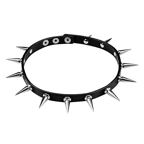 Boland 64497 - Halskette Spike de luxe, aus Lederimitat, mit Metallnieten, Farbe schwarz/silber von Boland