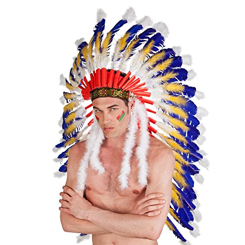 Boland 44131 - Indianer-Kopfschmuck, für Erwachsene, Häuptling, Federschmuck, Wilder Westen, Kostüm, Karneval, Mottoparty von Boland