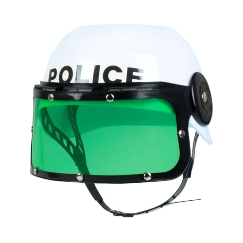 Boland - Kinderhelm Police, Visirhelm Polizist, Kinnriemen, grünes Visir hochklappbar, Kostüm, Karneval, Mottoparty, Weiß Boland - Kinderhelm Police, Visirhelm Polizist, Kinnriemen, grünes Visir hochklappbar, Kostüm, Karneval, Mottoparty, Weiß von Boland