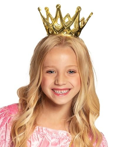 Boland 61591 - Krone Amy, 1 Stück, Größe ca. 9 cm, Gold mit Gummiband, aus glänzendem Kunststoff, Klettverschluss, Prinzessin, Prinz, Königin, König, Accessoire, Verkleidung, Karneval, Kostüm, Märchen von Boland