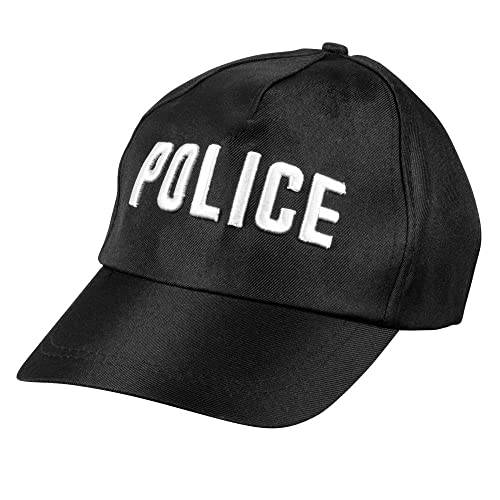 Boland 97046 - Polizei Mütze für Erwachsene, Basecap mit Aufdruck Police, Hut für Faschingskostüme, für Damen und Herren, Polizist von Boland