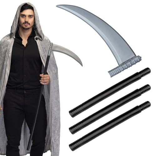 Boland 00577 - Sense zerlegbar, Länge 101 cm, Schwarz-Grau, mehrteilig, Waffe aus Kunststoff, Kostüm, Verkleidung, Accessoire, Karneval, Fasching, Mottoparty, Halloween von Boland