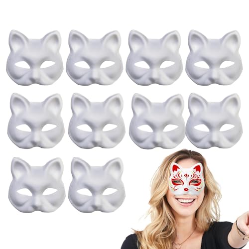 Bollisate 10Stück Katzenmasken, Katzenform Blanko-Maske, Tier Fuchs Wolf Maske, Handbemalte Gesichtsmaske Kreative Maskerademaske, Cosplay-Requisiten für Kinder Erwachsene, bemalte Masken Bollisate 10Stück Katzenmasken, Katzenform Blanko-Maske, Tier Fuchs Wolf Maske, Handbemalte Gesichtsmaske Kreative Maskerademaske, Cosplay-Requisiten für Kinder Erwachsene, bemalte Masken von Bollisate