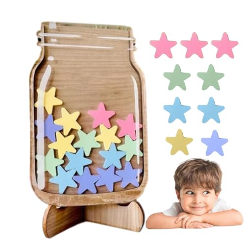 Bollisate Belohnungsglas mit Sternen, Klassenzimmer Stern Belohnungsglas, Personalisiertes Magnetisches Belohnungsglass, 25 Sterne Holz-Klassenzimmer-Lehrhilfen, Belohnungstabelle für Zuhause, Schule Bollisate Belohnungsglas mit Sternen, Klassenzimmer Stern Belohnungsglas, Personalisiertes Magnetisches Belohnungsglass, 25 Sterne Holz-Klassenzimmer-Lehrhilfen, Belohnungstabelle für Zuhause, Schule von Bollisate