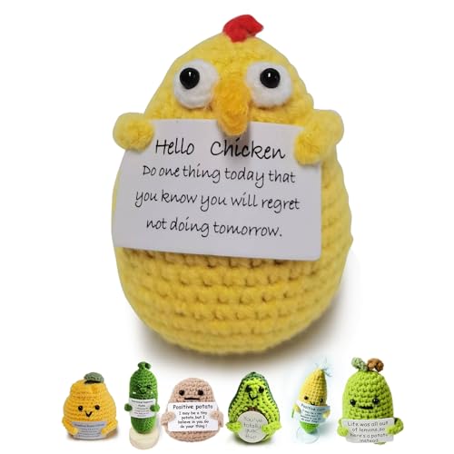 BoloShine Positive Huhn Puppe, Mini-Plüsch Pocket Hug Geschenke, Lustige Kleine Geschenke, Kreative Strickwolle Huhn Geburtstagsgeschenk für Paare, Familien, Freunde, Patienten BoloShine Positive Huhn Puppe, Mini-Plüsch Pocket Hug Geschenke, Lustige Kleine Geschenke, Kreative Strickwolle Huhn Geburtstagsgeschenk für Paare, Familien, Freunde, Patienten von BoloShine