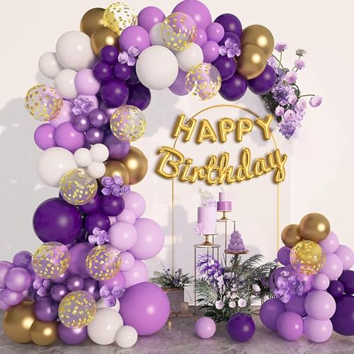 Boloshine Ballon Bogen Set Lila, 140 Stück Lila Rosa Weiß Luftballons Geburtstag Hochzeit mit Konfetti Gold Ballons, Luftballons Girlande Set für Baby Shower, Brautparty, Geburtstag Deko Boloshine Ballon Bogen Set Lila, 140 Stück Lila Rosa Weiß Luftballons Geburtstag Hochzeit mit Konfetti Gold Ballons, Luftballons Girlande Set für Baby Shower, Brautparty, Geburtstag Deko von BoloShine