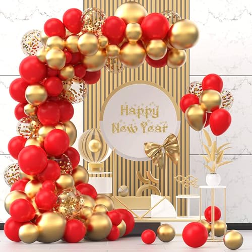 Boloshine Ballon Bogen Set Rote Gold, 95 Stück Rote Gold Luftballons Geburtstag Hochzeit mit Konfetti Gold Ballons, Luftballons Girlande Set für Baby Shower, Brautparty, Geburtstag Deko Boloshine Ballon Bogen Set Rote Gold, 95 Stück Rote Gold Luftballons Geburtstag Hochzeit mit Konfetti Gold Ballons, Luftballons Girlande Set für Baby Shower, Brautparty, Geburtstag Deko von BoloShine