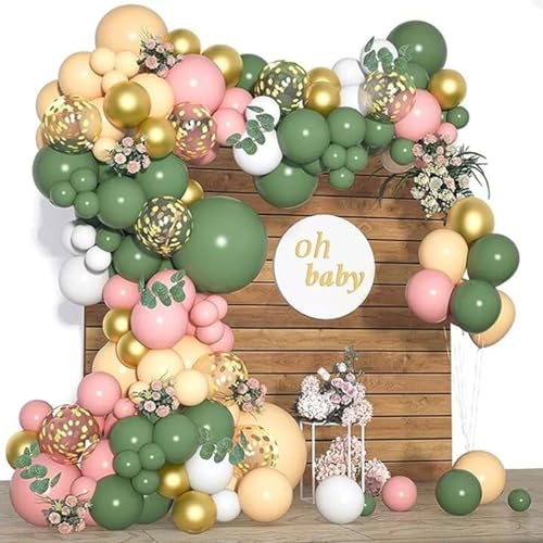 Boloshine Ballon Bogen Set Salbeigrüne, 147 Stück Salbeigrüne Rosa Luftballons Geburtstag Hochzeit mit Konfetti Gold Ballons, Luftballons Girlande Set für Baby Shower, Brautparty, Geburtstag Deko Boloshine Ballon Bogen Set Salbeigrüne, 147 Stück Salbeigrüne Rosa Luftballons Geburtstag Hochzeit mit Konfetti Gold Ballons, Luftballons Girlande Set für Baby Shower, Brautparty, Geburtstag Deko von BoloShine