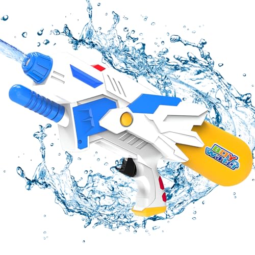 Boloshine Wasserpistole für Kinder, 400ml Wasserspritzpistole mit 5-8 Meter Großer Reichweite, Sommer Schwimmbad Strand Wasser Guns, Garten Party Spiel Geschenk für Mädchen Junge (Weißer Mecha) von BoloShine