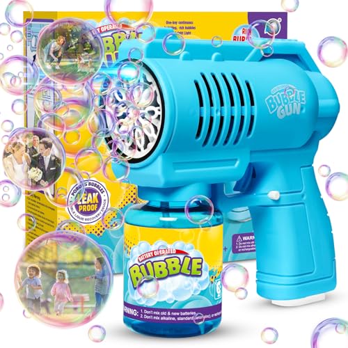 Bombble Automatische Seifenblasenpistole, Seifenblasenmaschine Gun Kinder 10000+ Blasen/Minute mit 130ML Seifenblasenlösung, Blasenspielzeug Geschenk für Kinder/Geburtstag/Party (Blue-2026) von Bombble