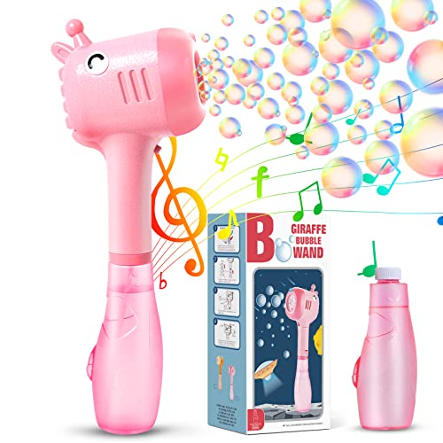 Bombble Elektrisch Bubble Stick, Giraffe Seifenblasenmaschine Seifenblasenstab 4000+ Seifenblasen/Min mit 290ML Super Seifenblasenlösung für Outdoor/Party/Hochzeit von Bombble