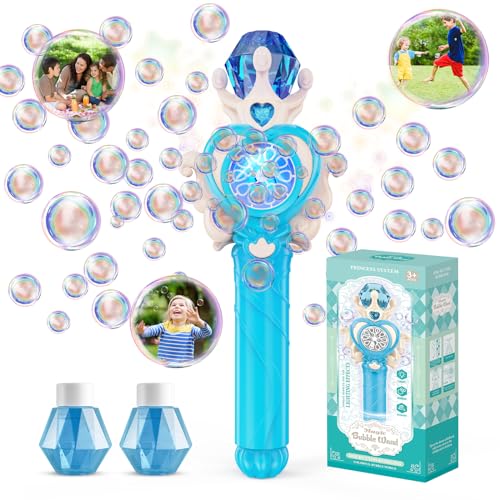 Bombble Elektrisch Seifenblasenspielzeug, Lotosblume Seifenblasenmaschine Kinder 10000+ Seifenblasen/Min mit 120ML Seifenblasenlösung/AKK/LED für Outdoor/Party/Hochzeit, Bubble (Pink) (131UK-Blue) von Bombble