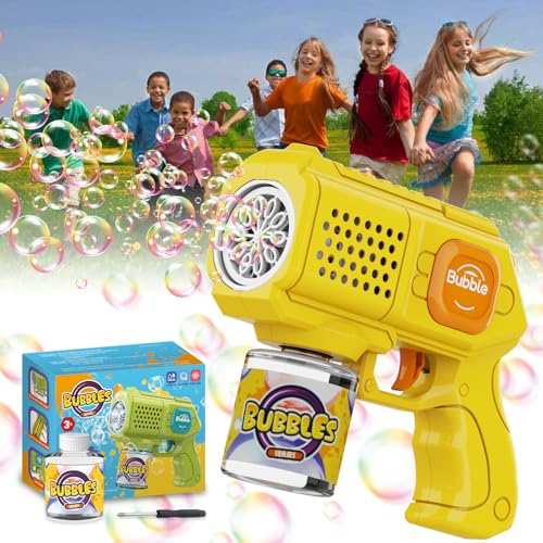 Bombble Seifenblasenpistole für Kinder, Seifenblasenmaschine 10000 Blasen/Min mit Seifenblasenlösung, Seifenblasenspielzeug Outdoor Geschenk für 3456789 Jahre Kinder/Geburtstag/Party (Yellow) Bombble Seifenblasenpistole für Kinder, Seifenblasenmaschine 10000 Blasen/Min mit Seifenblasenlösung, Seifenblasenspielzeug Outdoor Geschenk für 3456789 Jahre Kinder/Geburtstag/Party (Yellow) von Bombble