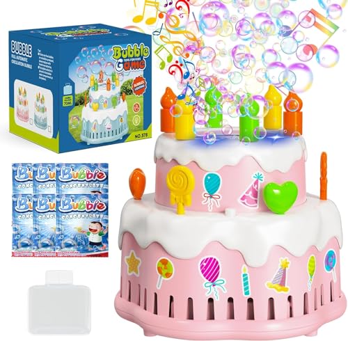 Bombble Geburtstagskuchen Seifenblasenspielzeug, Seifenblasenmaschine für Kinder 10000+ Blasen/Min mit Seifenblasenlösung/Musik, Geschenk für Geburtstag/Party/Hochzeit/Kindstag, Bubble Machine Bombble Geburtstagskuchen Seifenblasenspielzeug, Seifenblasenmaschine für Kinder 10000+ Blasen/Min mit Seifenblasenlösung/Musik, Geschenk für Geburtstag/Party/Hochzeit/Kindstag, Bubble Machine von Bombble