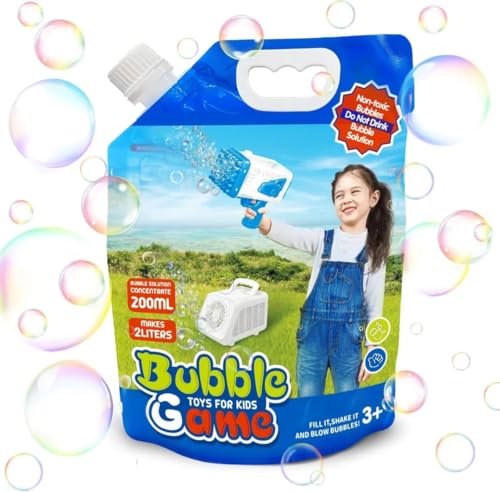 Bombble KONZENTRIERT Seifenblasenflüssigkeit 0.2 Liter(bis zu 2 Liter), Mischung der Seifenblasen für Seifenblasenmaschine/Seifenblasenpistole, Seifenblasenlösung, Nachfüllflüssigkeit (200ML) von Bombble